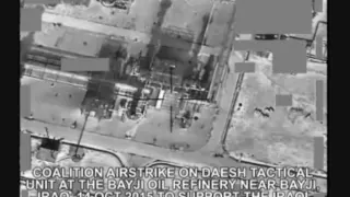 NATO Unclassified: CJTF-OIR Airstrikes Destroy An Oil Refinery Near Bayji, Iraq on Oct. 14, 2015.