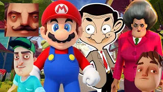 Hello Neighbor - New Secret Neighbor Mr Bean Mario Joker Scary Teacher 3D History