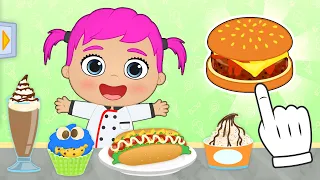 BABIES ALEX AND LILY make cupcakes, smoothies, hamburgers and hot dogs 🧁🌭 Recipes for kids