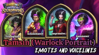 Tamsin (Triumphant, Scholomance, Impressive, Summoner) Emotes + Voicelines - Warlock Portrait