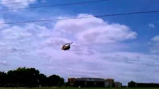 CH-47 Chinook flyover and landing