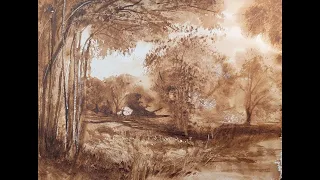 459) Watercolor Landscape Painting From a Photo: Burnt Umber Sketch