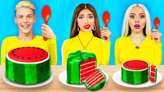 Big, Medium and Small Watermelon Challenge | Chocolate Food vs Lollipops Dessert by RATATA CHALLENGE