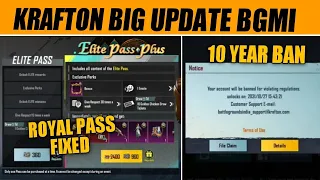 Krafton big update for Bgmi | m14 Royal pass fixed officially | Bgmi Unban soon