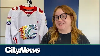 Calgary artist takes pride in Calgary Flames warm-up jersey