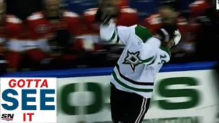 GOTTA SEE IT: Referee Takes Down Jamie Benn With Accidental Clothesline