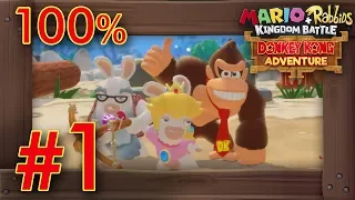 Mario + Rabbids - Donkey Kong Adventure: 100% Walkthrough Part 1 - World 1: Banana Lagoon