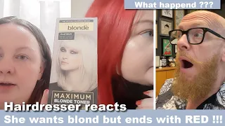 She wants blond but ends with red !!! Hairdresser reacts to hair fails #hair #beauty