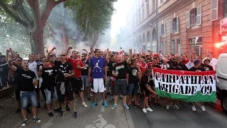 Euro 2016 Hungarian and Belgian fans cortege before Hungary Belgium at Toulouse