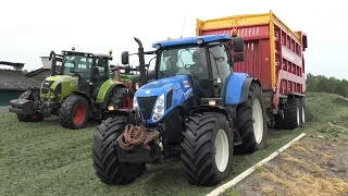 Gras inkuilen bij melkveebedrijf Dogger met New Holland T7.270 en Claas Arion 530 & 640 (2016)