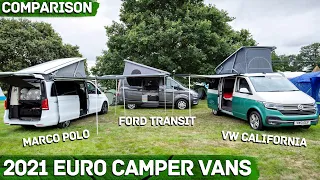 Euro Camper Van Comparison - California Vs Marco Polo Vs Ford Transit