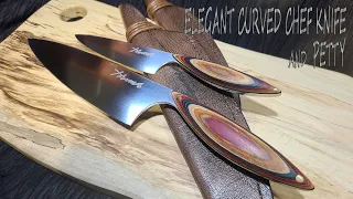 KNIFE MAKING / ELEGANT CURVED CHEF ANA PETTY KNIFE 수제칼  만들기 #146