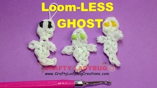 Rainbow Loom-LESS HALLOWEEN GHOST EASY Charm Loom Bands Tutorials/How to Make by Crafty Ladybug