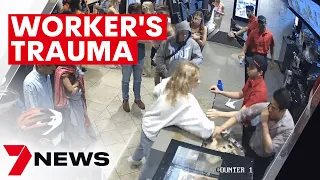 Shocking CCTV of Mia Miller's attack on Hindley Street McDonald's workers | 7NEWS