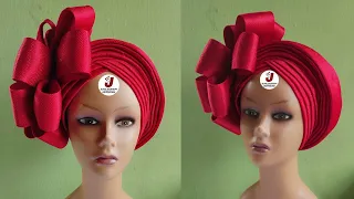 Pleated V-SHAPED Linned Turban Cap with Pleated Frame and Petals Design