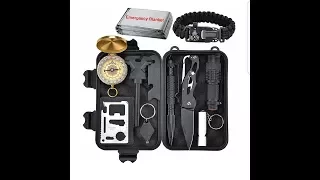 Emergency Survival Kit 11 in 1 - Outdoor survival gear tool with survival bracelet.