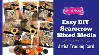 Scarecrow Tutorial for Artist Trading Card, Fall Mixed Media