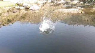 Huge Rock Throw in Water