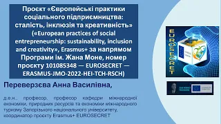 Проєкт «Європейські практики соціального підприємництва: сталість, інклюзія та креативність»