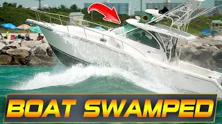 UNEXPECTED WAVE swamps FISHING BOAT at HAULOVER INLET | BOAT ZONE