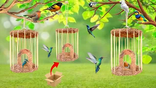 How to make bird nest with cardboard |Homemade bird nest || Bird house making at home#diy#birdhouse