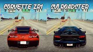 NFS Heat: Chevrolet Corvette ZR1 vs Lamborghini Aventador SVJ Roadster - Drag Race