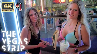 Las Vegas Strip at night [4K] | Hot and Humid weekend!
