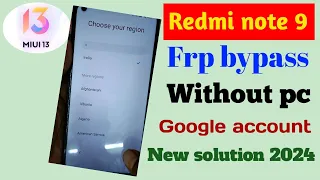 Redmi note 9 frp bypass/redmi note 9 Google account bypass new solution/xiaomi