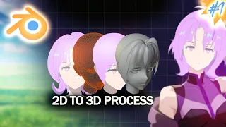 Blender: How to Make Anime Girl from Scratch! // 2D ➡️ 3D [#1]