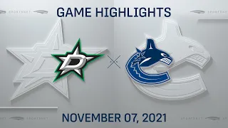 NHL Highlights | Stars vs. Canucks - Nov. 7, 2021