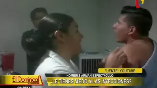 Las hilarantes reacciones de los hombres que le tienen fobia a las inyecciones