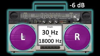 🎶STEREO TEST TONE🎶 ◀️LEFT AND RIGHT▶️ BY FREQUENCY FROM 30 Hz TO 18000 Hz