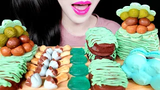 ASMR MINT DESSERTS MACARON ICE CREAM CHOCOLATE JELLY MUSHROOM COOKIE 민트디저트 마카롱 아이스크림 초콜릿 젤리 버섯과자