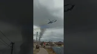 Ukrainian Mi-24 Firing Rockets At Russians