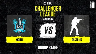 Monte vs. System5 - Map 2 [Mirage] - ESL Challenger League S47 - Europe