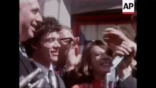 Natalie Wood Collecting "Worst Actress" Award at Harvard 1966