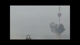 Момент влучення ракети в Київську телевежу. Ракетний удар по столиці України