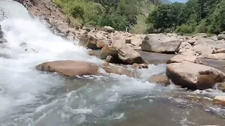 The sound of river water bubbles in the forest calming sounds for relaxation, sleep, meditation