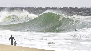 The Wedge - Surfers charge GNARLY backwash and Slabs on Opening Day 2023!