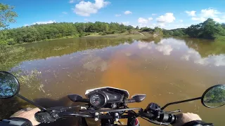 Riding Honda XR150L through a lake