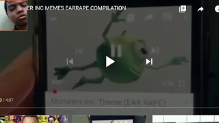 Reacting to monster Inc memes earrape compilation