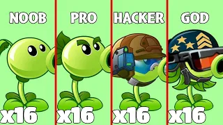 PvZ 2 Challenge - 16 Plants Max Level use POWER UP Vs Jester Zombie Level 20