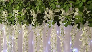 DIY Easy Flower Backdrop with Fairy Lights