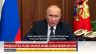 Putin anunță mobilizarea parțială în Rusia
