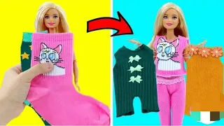 Barbie doll dress making from socks easy steps #viralvideo