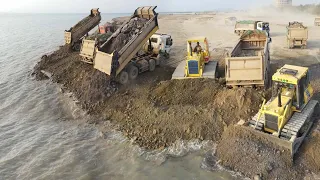 Wonderful Operator Bulldozers Skillfully Process Building Beach,  Bulldozer Construction TV