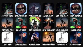 Siren Head ( SCP Head + Monster + Survival + Field + Killer + Horror + Light ...) & Forest Monster