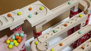 Marble Run Race  ☆ Japanese Carpenter Wooden Wave Slope Turn Course