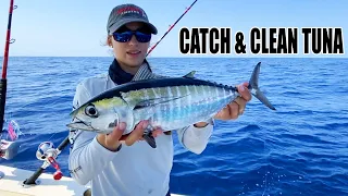 CATCH & CLEAN TUNA 🍣🎣 How to catch Blackfin Tuna | Gale Force Twins