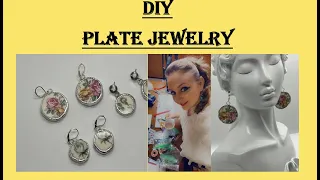 Repurposed plate made into broken china jewelry by soldering #diyjewelry #jewelry #repurposing #art